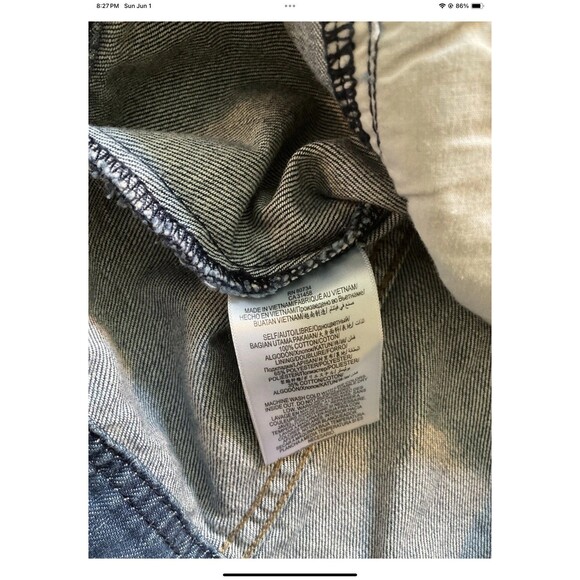 BCBGenervation Jean Jacket Womens M Distressed Blue Denim Pockets Trucker Biker - Picture 7 of 10